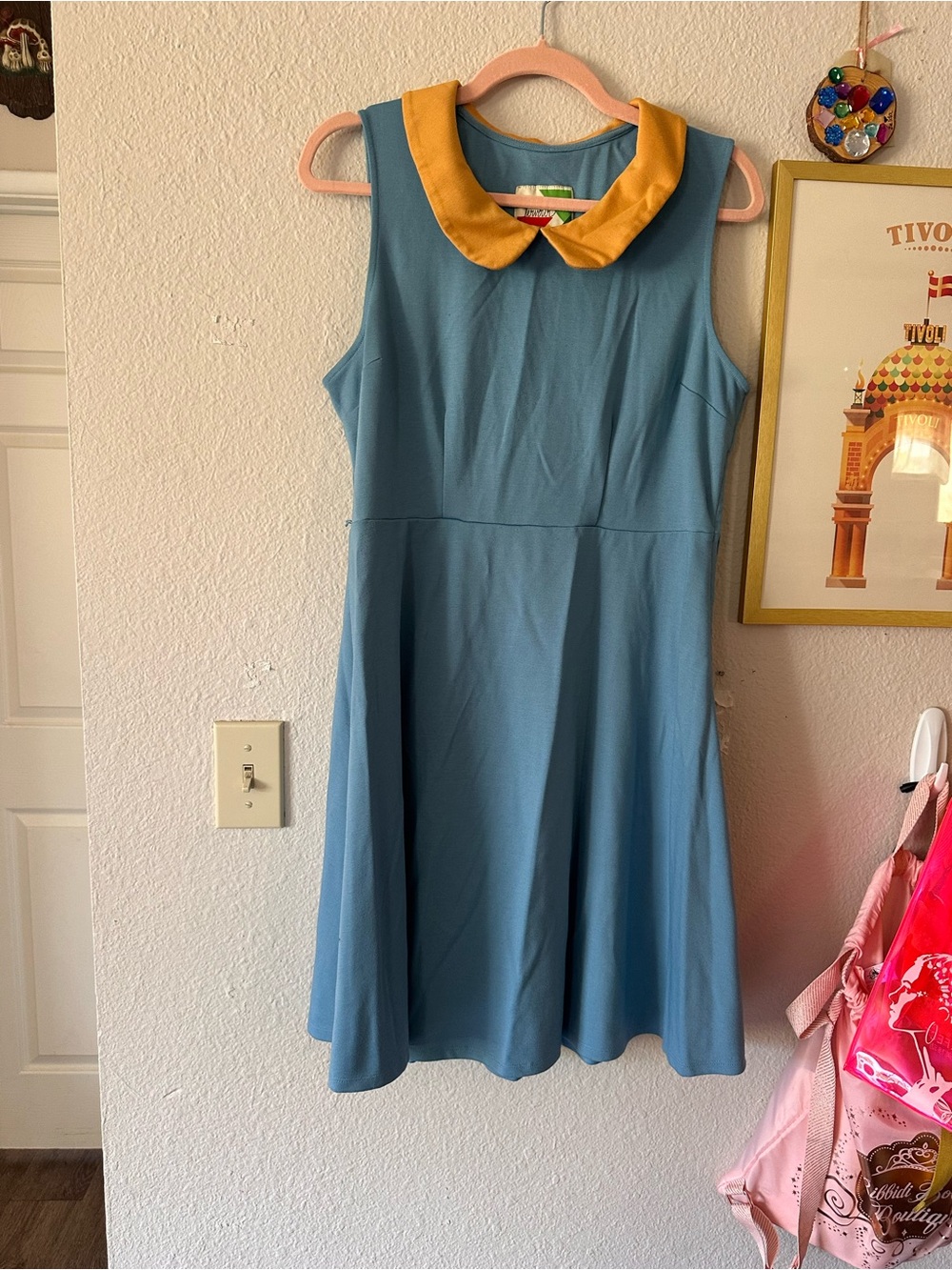 Modcloth Fervour L Blue Peter Pan Collar Circle Dress Mini – EUC